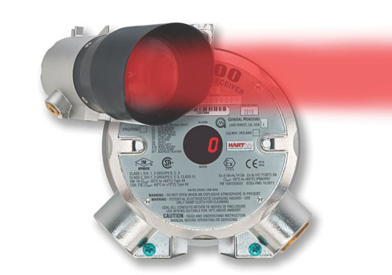 The IR5500 is an open path infrared (IR) gas detector that continuously monitors for flammable gas leaks over large open areas. It monitors in both the LEL-m and ppm-m ranges to detect both small and large leaks. The IR5500 offers the benefits of early detection with its high sensitivity to gas concentrations at the ppm levels.  This feature allows it to alarm faster than an LEL-only detector.